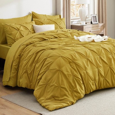 Bedsure | 5/7 Pcs Bed in a Bag Solid Diamond Pintuck Bedding Set for All Season