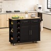 NicBex 2 Drawer Rolling Kitchen Island Cart with 2 Door Cabinet and Rack,Kitchen Island on Wheels with Spice Rack,Island Table for Kitchen,Black - 2 of 4