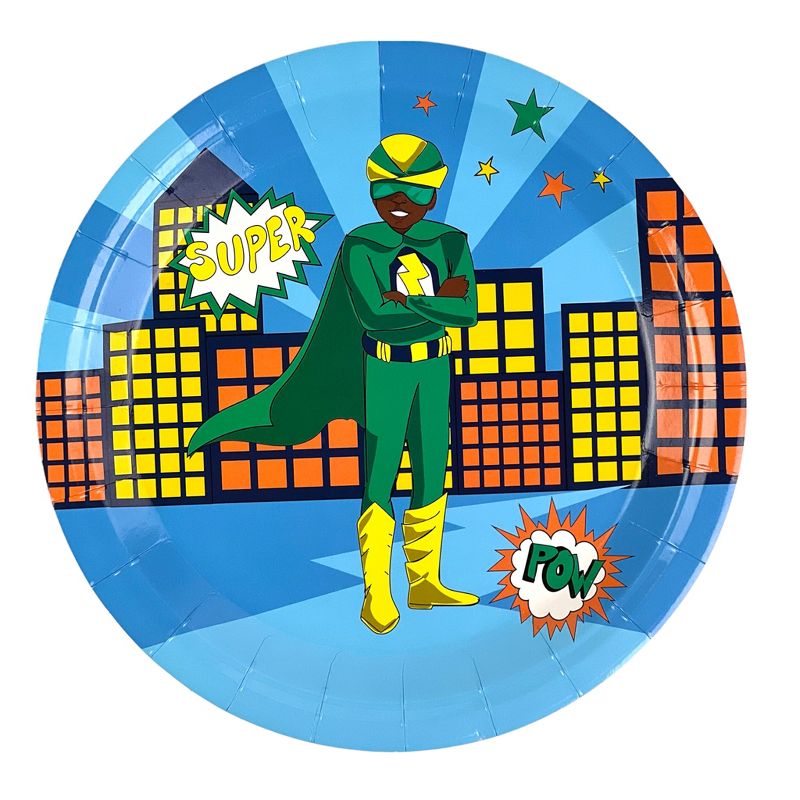Anna + Pookie 9" Boy Green Super Hero Paper Party Plates 8 Ct., 1 of 4
