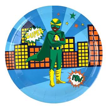 Anna + Pookie 9" Boy Green Super Hero Paper Party Plates 8 Ct.