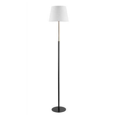 Globe Electric 60" Matte Black Floor Lamp with Matte Brass Accents and White Linen Shade: ETL Listed, Metal Body, Rotary Switch