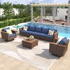 8-Piece Wicker Patio Conversation Set, 2 Rattan Swivel Rocking Chairs with Thick Cushions and Acacia Storage Table – Cuddlewood - 2 of 4