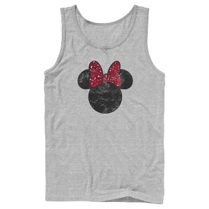 Men's Mickey & Friends Minnie Mouse Distressed Leopard Bow Tank Top - 1 of 4