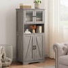 Bathroom Cabinet, Farmhouse Storage Cabinet with Glass Doors and Adjustable Shelves, Freestanding Kitchen Pantry Cabinet, Cupboard Floor Cabinet - 4 of 4