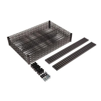 Black Heavy-Duty 4-Tier Steel Wire Shelf Rack