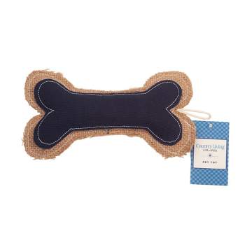 Country Living Sustainable Jean Leather-Jute Bone Pillow Dog Chew Toy: Durable & Great Pet Toy for Small to Medium-Sized Dogs