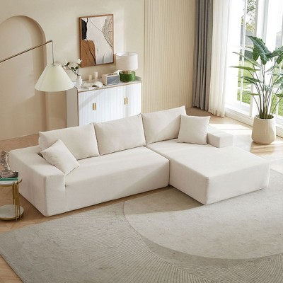 Modular Sectional Sofa Set, Modern Minimalist Style L-Shape Fabric Couch, Free Combination Upholstered Sleeper Sofa For Living Room, Bedroom, Salon