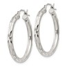 Black Bow Jewelry 3mm, Satin Polished D/C Sterling Silver Hoops - 30mm (1 1/8 Inch) - 2 of 4