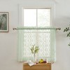HLC.ME Isabella Floral Rod Pocket Lace Semi Sheer Voile Short Cafe Tiers for Small Windows - 3 of 4