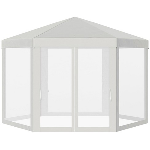 Outsunny 13' X 11' Outdoor Party Tent Hexagon Sun Shelter Canopy With  Protective Mesh Screen Walls & Proper Sun Protection, Cream White : Target