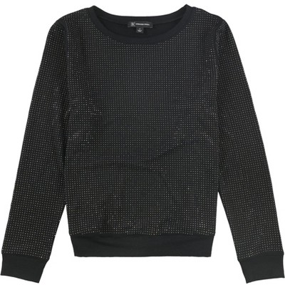 I-N-C Womens Studded Sweatshirt, Black, X-Small