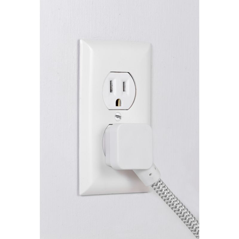Cordinate 4&#39; 2 Outlet 2 USB 2.4A Extension Cord Braided Gray/White, 5 of 9