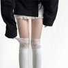 Anna-Kaci Women's Over-the-Knee Ribbed Knit Socks with Lace Trim Detail and Stretch Fit - 2 of 4