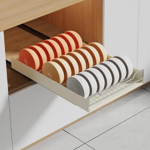 Pull Out Bowl Rack, Metal Slide Out Bowl Drying Rack, Fixed with Adhesive Nano Film - 1 of 4