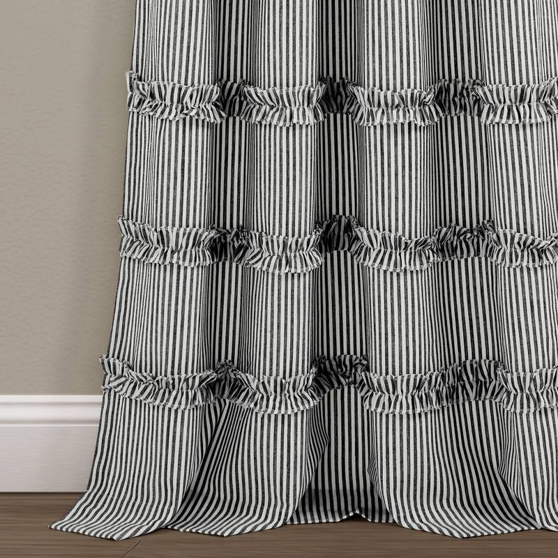 Set of 2 Farmhouse Vintage Stripe Yarn Dyed Cotton Light Filtering Window Curtain Panels - Lush Décor, 5 of 8