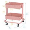 ECR4Kids 2-Tier Metal Rolling Utility Cart - Mobile Storage Organizer - 2 of 4