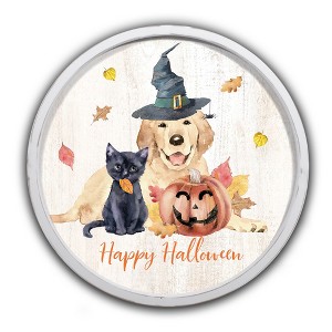 Creative Products Halloween Watercolor Pets 20 x 20 Round White Framed Print - 1 of 4