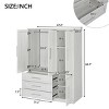 Clothing Storage With 4 Doors And 3 Drawers, Modern Armoire With Ample Hanging Rail, Armoire Closet With Classic Design-Cuddlewood - 4 of 4