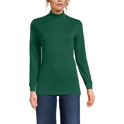 Lands' End Women's Relaxed Cotton Long Sleeve Mock Turtleneck