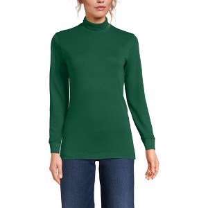 Lands' End Women's Relaxed Cotton Long Sleeve Mock Turtleneck - 1 of 3