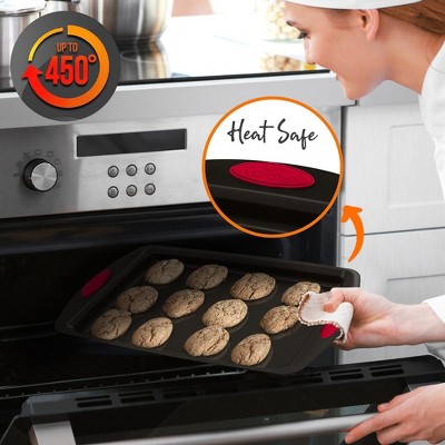 NutriChef Nonstick Black Carbon Steel 3-Piece Baking Pan Set