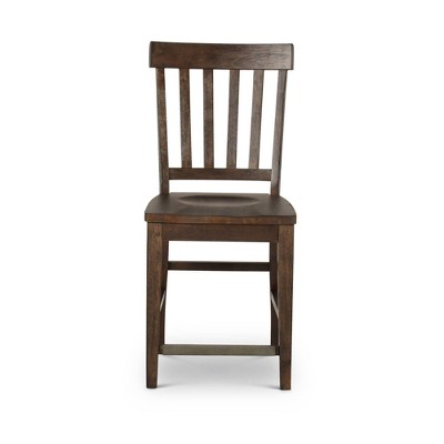 Elegant Transitional Dark Oak Wood Counter Stools, Set of 2