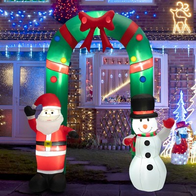 Costway 8ft Christmas Inflatable Archway W/ Santa Claus & Snowman And ...