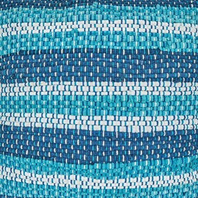 Blue Striped Chindi Throw Pillow with Down Filling, 22" x 22"