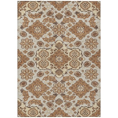 HomeRoots 5' X 8' Copper Beige And Gray Medallion Washable Indoor Outdoor Area Rug