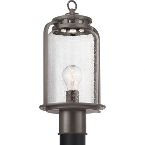 Progress Lighting Botta 1-Light Outdoor Post Lantern, Antique Bronze, Seeded Glass Shade - 1 of 4