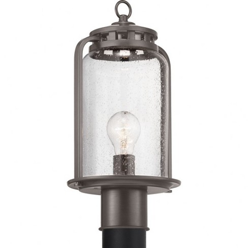 Progress Lighting Botta 1-Light Outdoor Post Lantern, Antique Bronze, Seeded Glass Shade - image 1 of 4