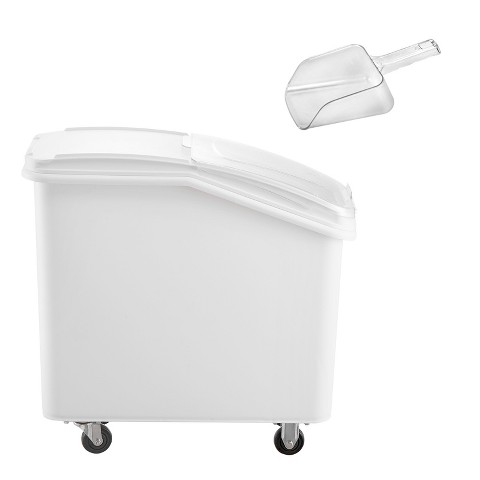 VEVOR Rice Storage Container, 27Gallon/100L Capacity Large Dog Food Dispenser Bin, Kitchen Ingredient Grain Cereal Flour Bin, 1 Pack, White
