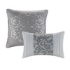 Lyngins Queen Embroidered 8-Piece Comforter Set, Transitional Bedding Set with Quilted, Printed & Pintuck Details, Hypoallergenic Quilt Bedding Set - 3 of 4