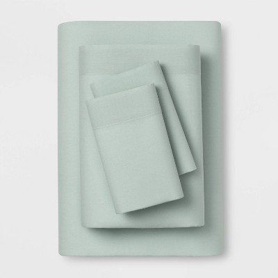 Queen Easy Care Solid Sheet Set Mint - Room Essentials™