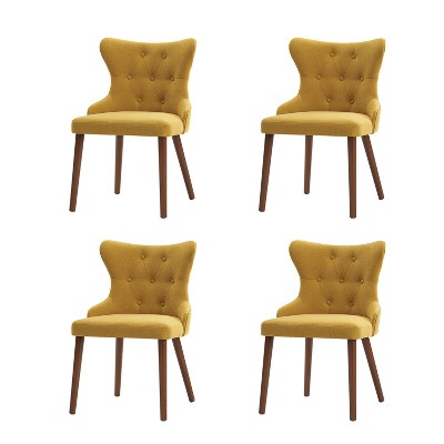 Lidia Mid-century Modern Wingback Dining Chair with Solid Wood Legs Set of 4|ARTFUL LIVING DESIGN
