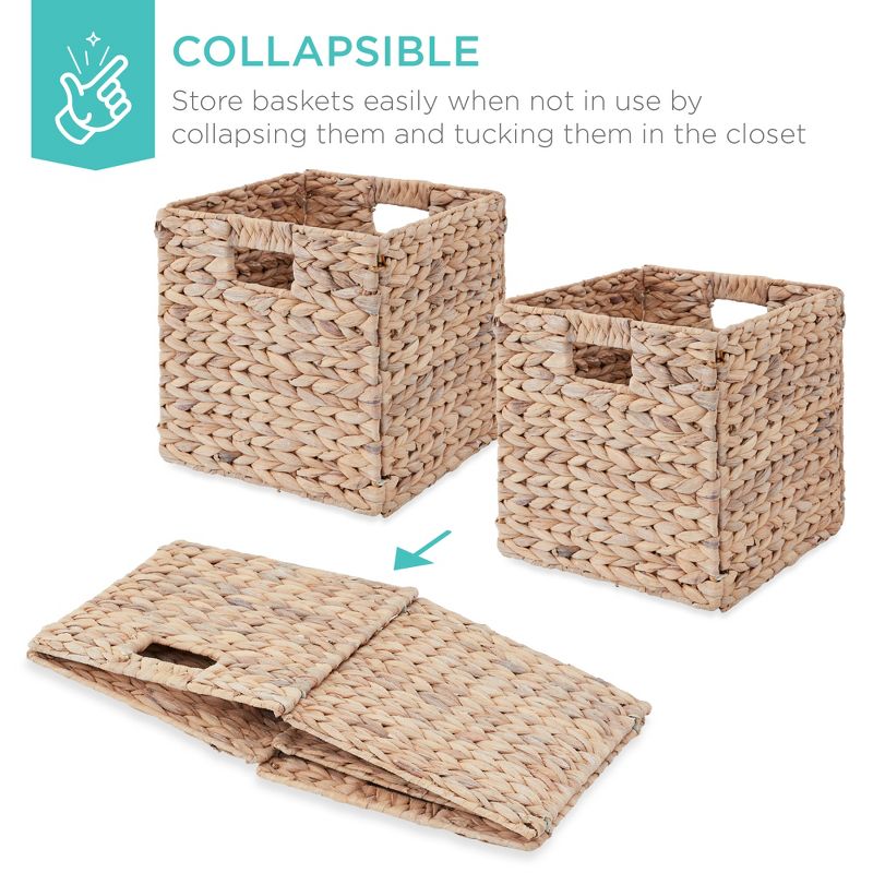 Best Choice Products 10.5x10.5in Hyacinth Storage Baskets, Set of 5 Multipurpose Collapsible Organizers, 3 of 9