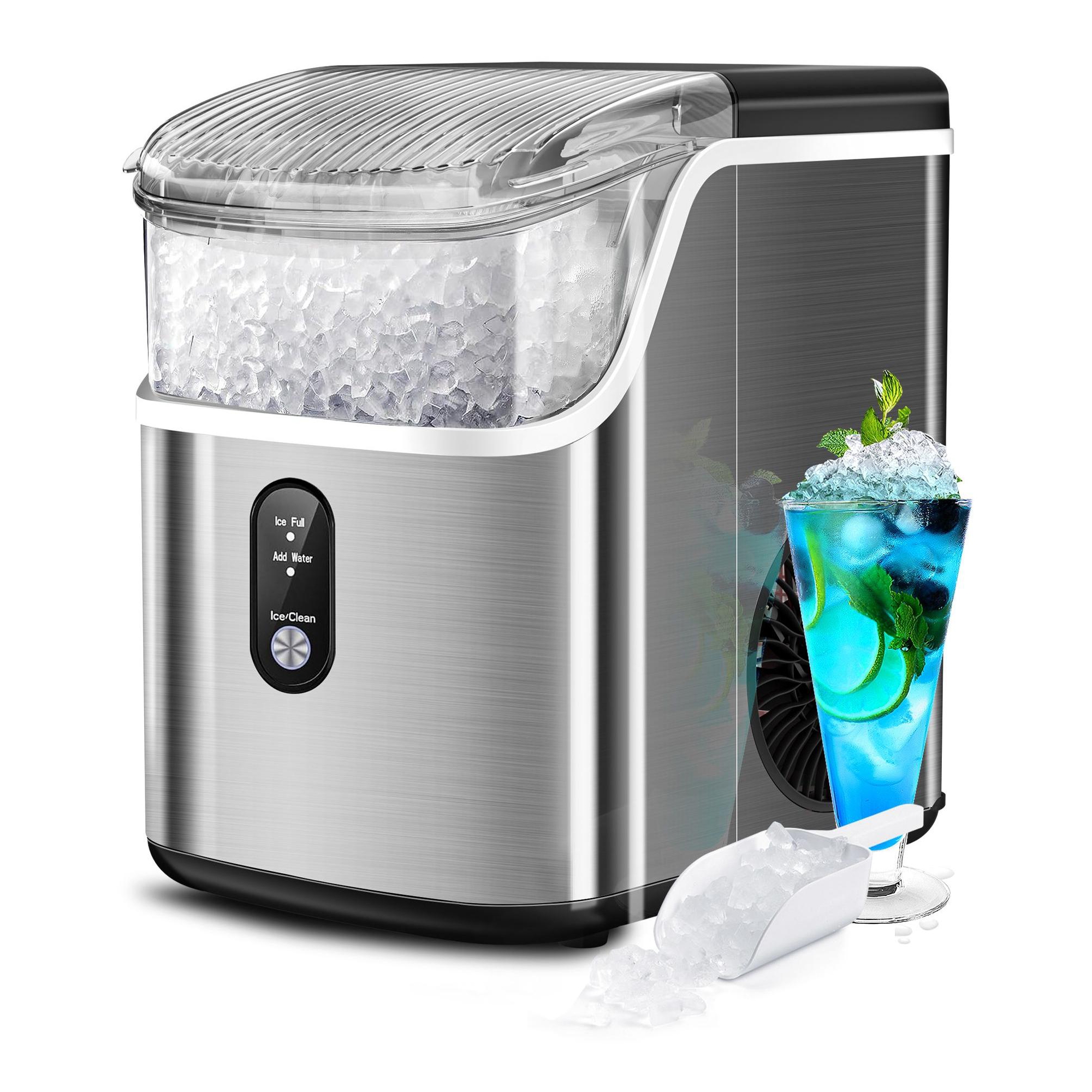 Countertop Nugget Ice Maker, 35 lbs/24H Portable Machine with Crushed Ice, Self-Cleaning & One-Touch Control (Stainless Steel Silver)