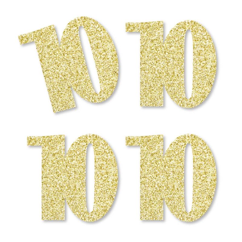 Big Dot of Happiness Gold Glitter 10 - No-Mess Real Gold Glitter Cut-Out Numbers - 10th Birthday Party Confetti - Set of 24, 1 of 7