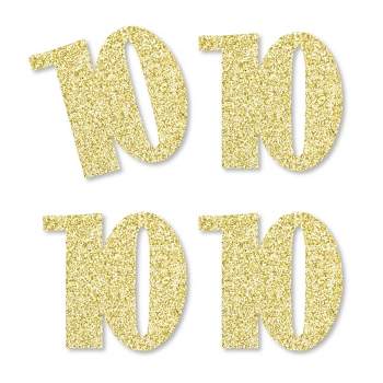 Big Dot of Happiness Gold Glitter 10 - No-Mess Real Gold Glitter Cut-Out Numbers - 10th Birthday Party Confetti - Set of 24