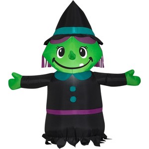 Gemmy Airblown Inflatable Little Witch, 3.5 ft Tall, Black - 1 of 2
