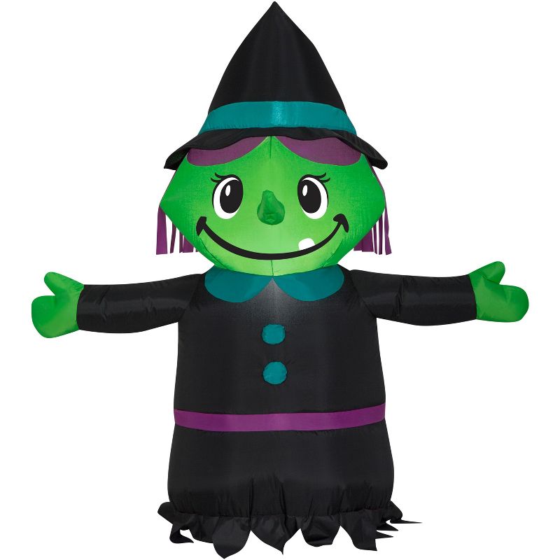 Gemmy Airblown Inflatable Little Witch, 3.5 ft Tall, Black, 1 of 3