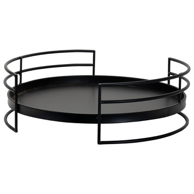 Modern Matte Black 16 x 15.25 inch Round Metal Decorative Tray - Foreside Home & Garden