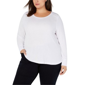 I.N.C International Concepts Womens Ribbed Basic T-Shirt, White, 2X - 1 of 1