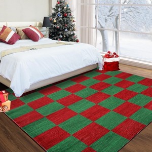 Runner Rugs 2x6 Washable Christmas Rug for Entryway Checkered Rug Non Shedding - 1 of 4