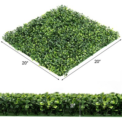 20'' Green Artificial Boxwood Hedge Panels for Outdoor Privacy