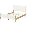 King Size Modern White Boucle Upholstered Bed with Rubberwood Legs, Contemporary Platform Bed Frame-- Frevyn - 4 of 4