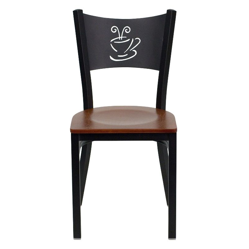 Flash Furniture Black Coffee Back Metal Restaurant Chair, 6 of 8