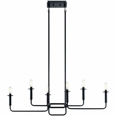 Sleek 27.75" Black Modern Linear Chandelier with Candelabra Bulbs