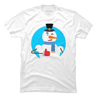 Men's Design By Humans Snowman thumbs up winks emoji. New Year and Christmas By Roplon T-Shirt