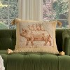 Mina Victory Vintage Piggy Back Ride 20" x 24" Beige Indoor Throw Pillow - 2 of 4